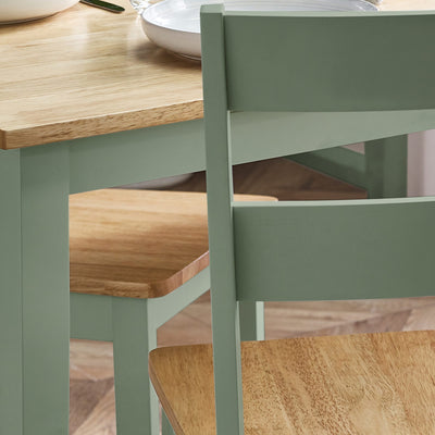 Linwood Sage Green and Natural 114cm Small Rectangular Dining Table
