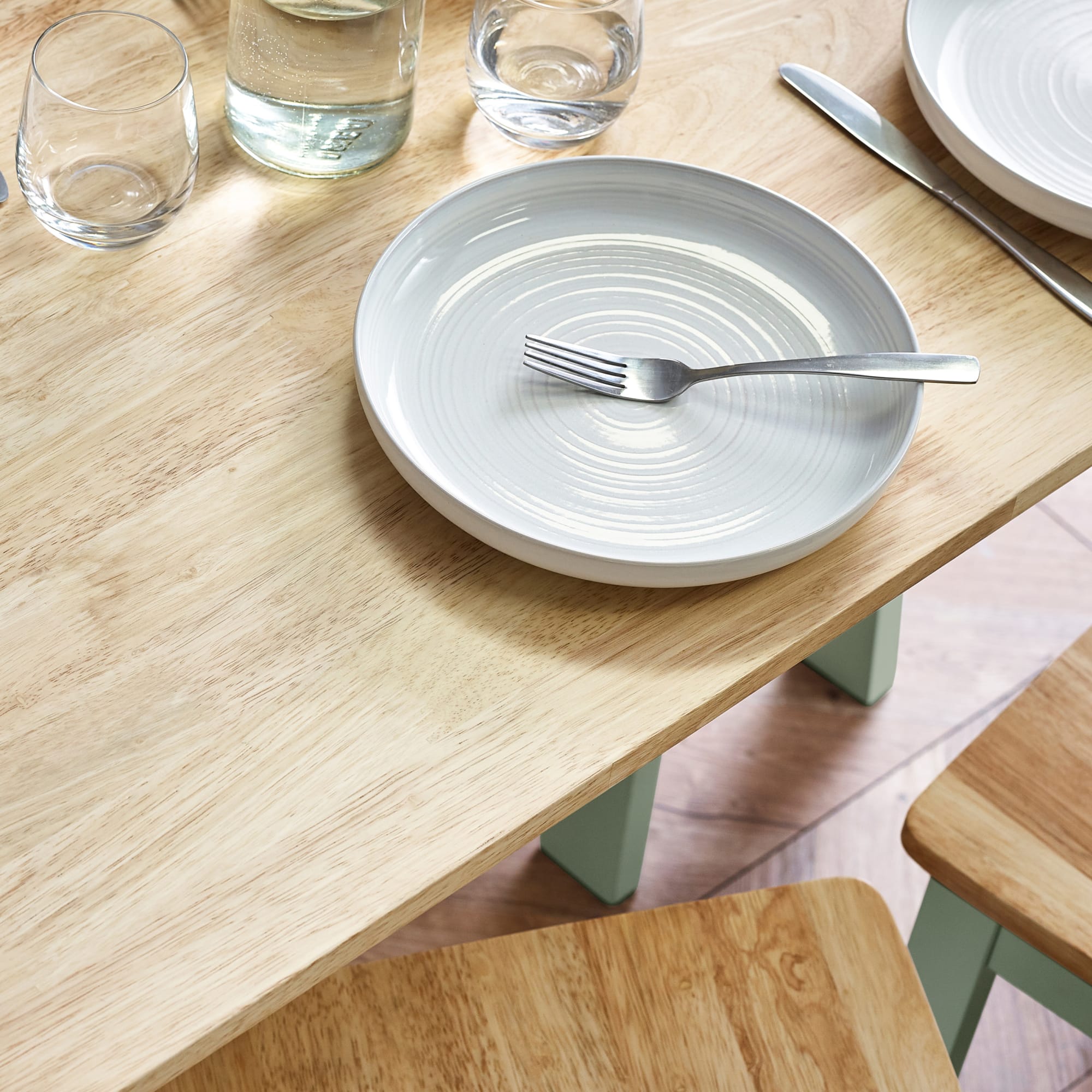 Linwood Sage Green and Natural 114cm Small Rectangular Dining Table
