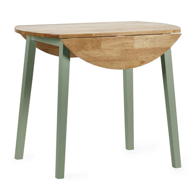 Linwood Sage Green and Natural 55-90cm Round Drop Leaf Table