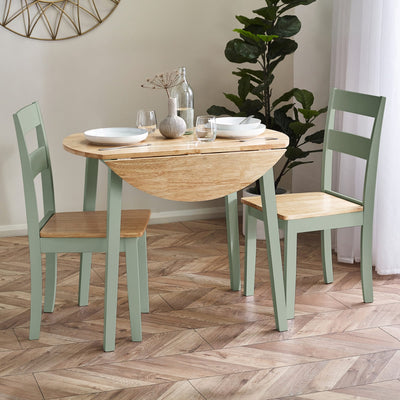 Linwood Set of 2 Sage Green and Natural Dining Chairs