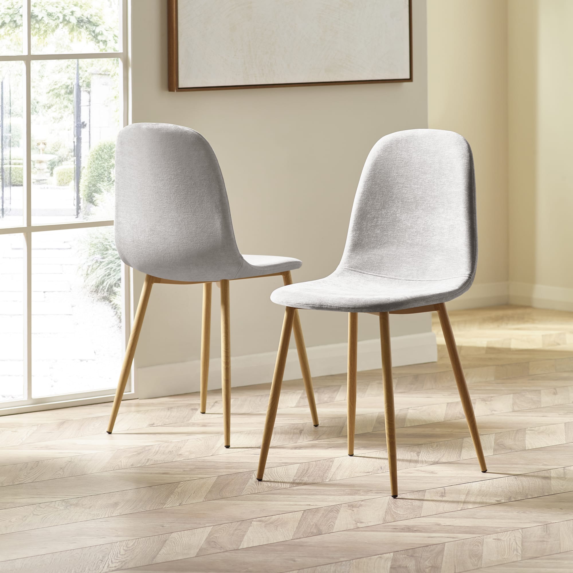 Set of 4 Lottie Beige Chenille Upholstered Dining Chairs