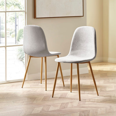Set of 4 Lottie Beige Chenille Upholstered Dining Chairs