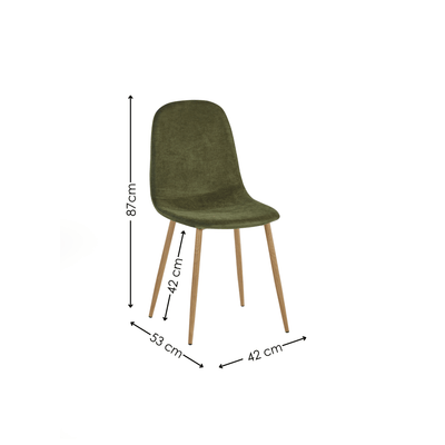 Set of 4 Lottie Olive Green Chenille Upholstered Dining Chairs