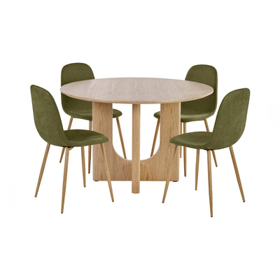 Set of 4 Lottie Olive Green Chenille Upholstered Dining Chairs