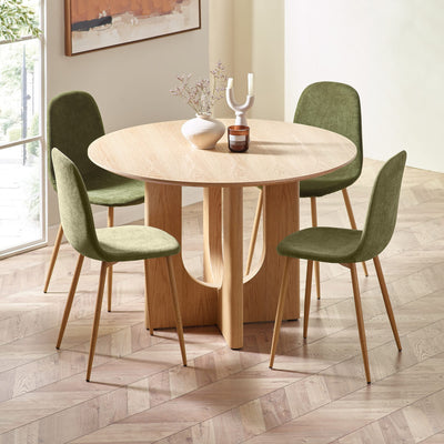 Set of 4 Lottie Olive Green Chenille Upholstered Dining Chairs