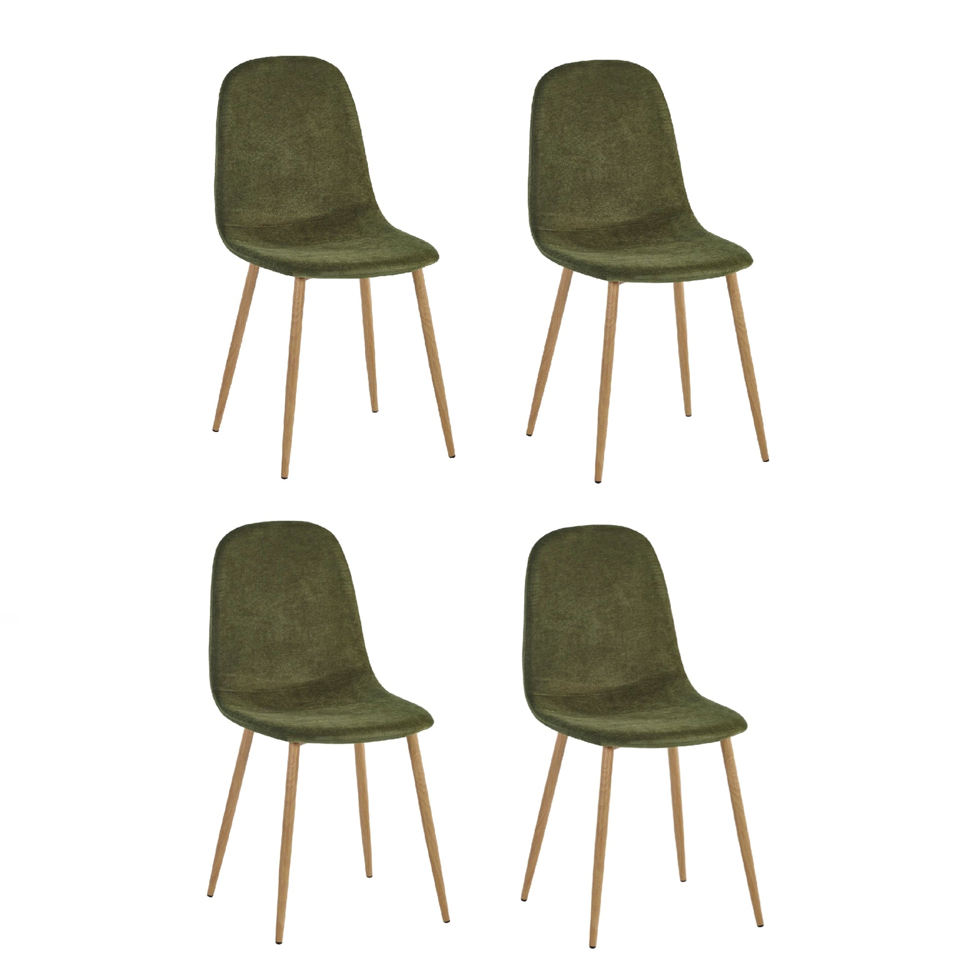 Set of 4 Lottie Olive Green Chenille Upholstered Dining Chairs