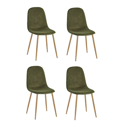 Set of 4 Lottie Olive Green Chenille Upholstered Dining Chairs
