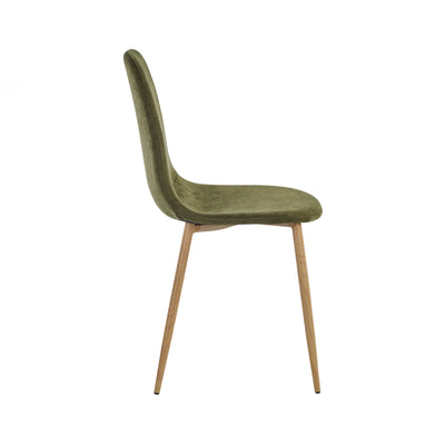 Set of 4 Lottie Olive Green Chenille Upholstered Dining Chairs