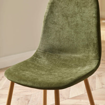 Set of 4 Lottie Olive Green Chenille Upholstered Dining Chairs