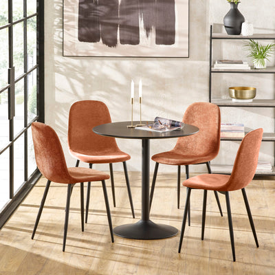Set of 4 Lottie Orange Chenille Upholstered Dining Chairs