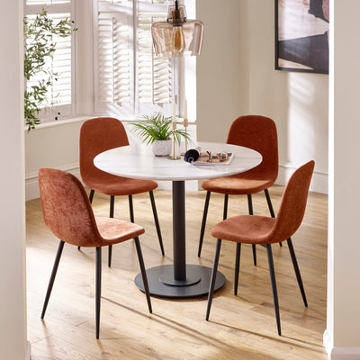 Set of 4 Lottie Orange Chenille Upholstered Dining Chairs