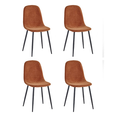 Set of 4 Lottie Orange Chenille Upholstered Dining Chairs
