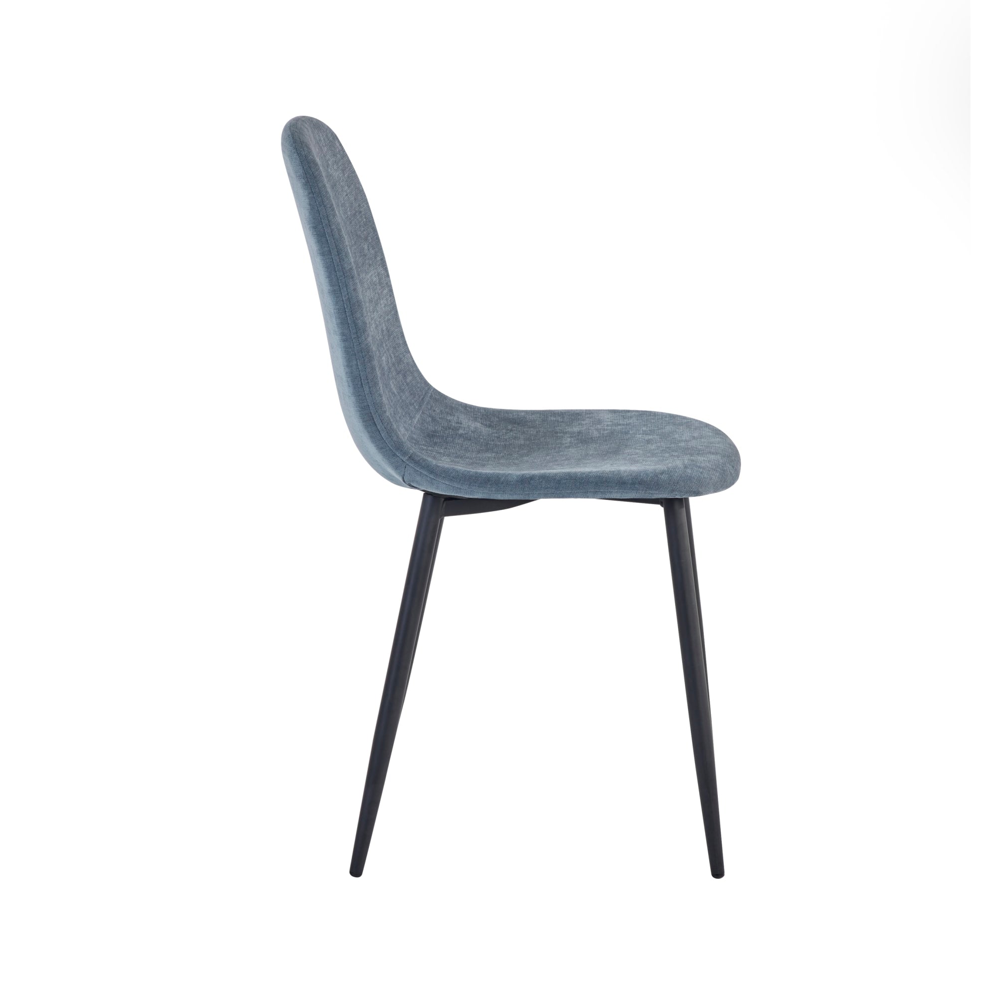 Set of 4 Lottie Denim Blue Chenille Upholstered Dining Chairs