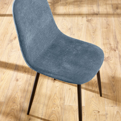 Set of 4 Lottie Denim Blue Chenille Upholstered Dining Chairs