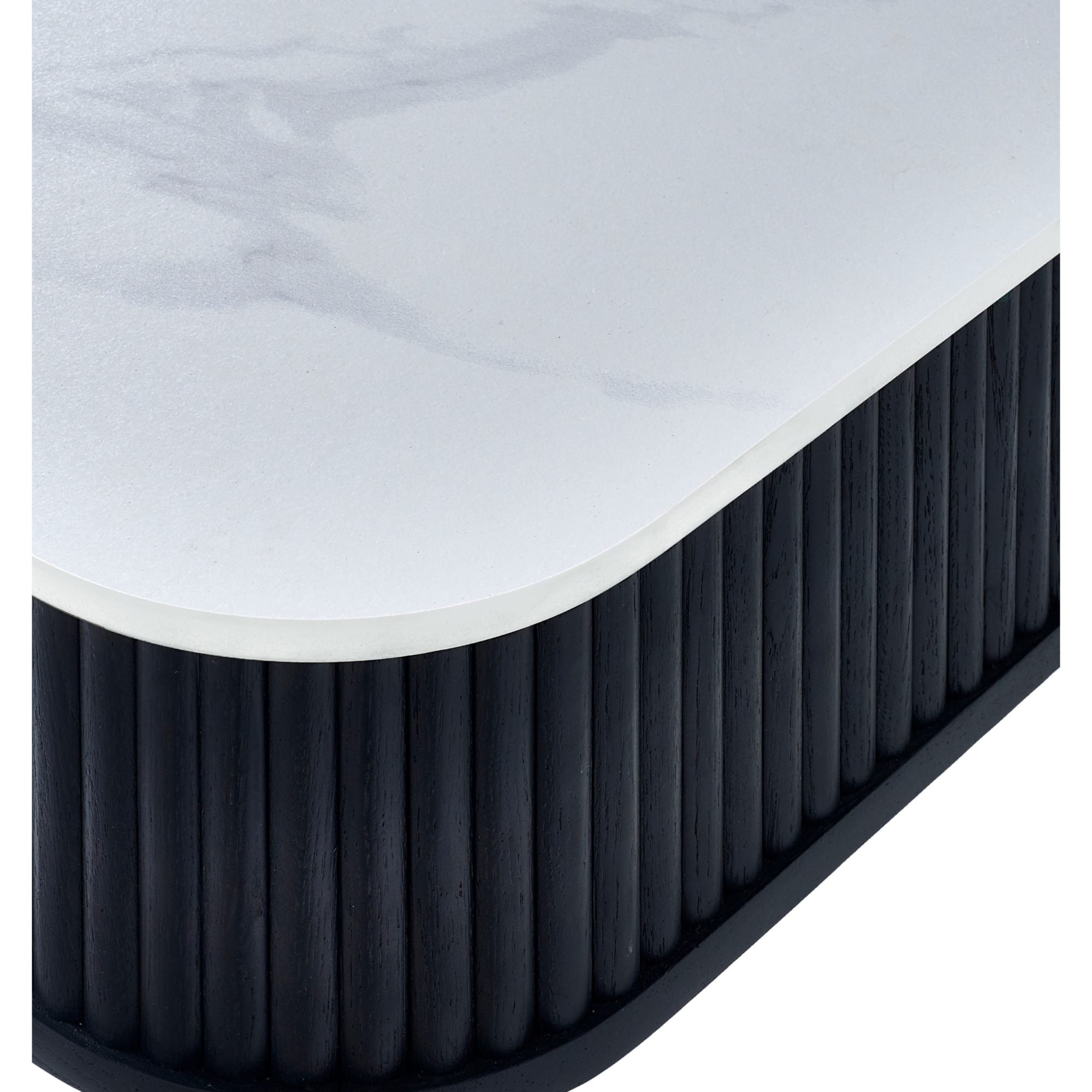 Louis Fluted Stone Top Dining Table With Drawers - Black