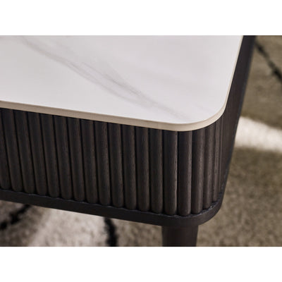 Louis��Fluted Stone Top Coffee Table With 2 Drawers - Black