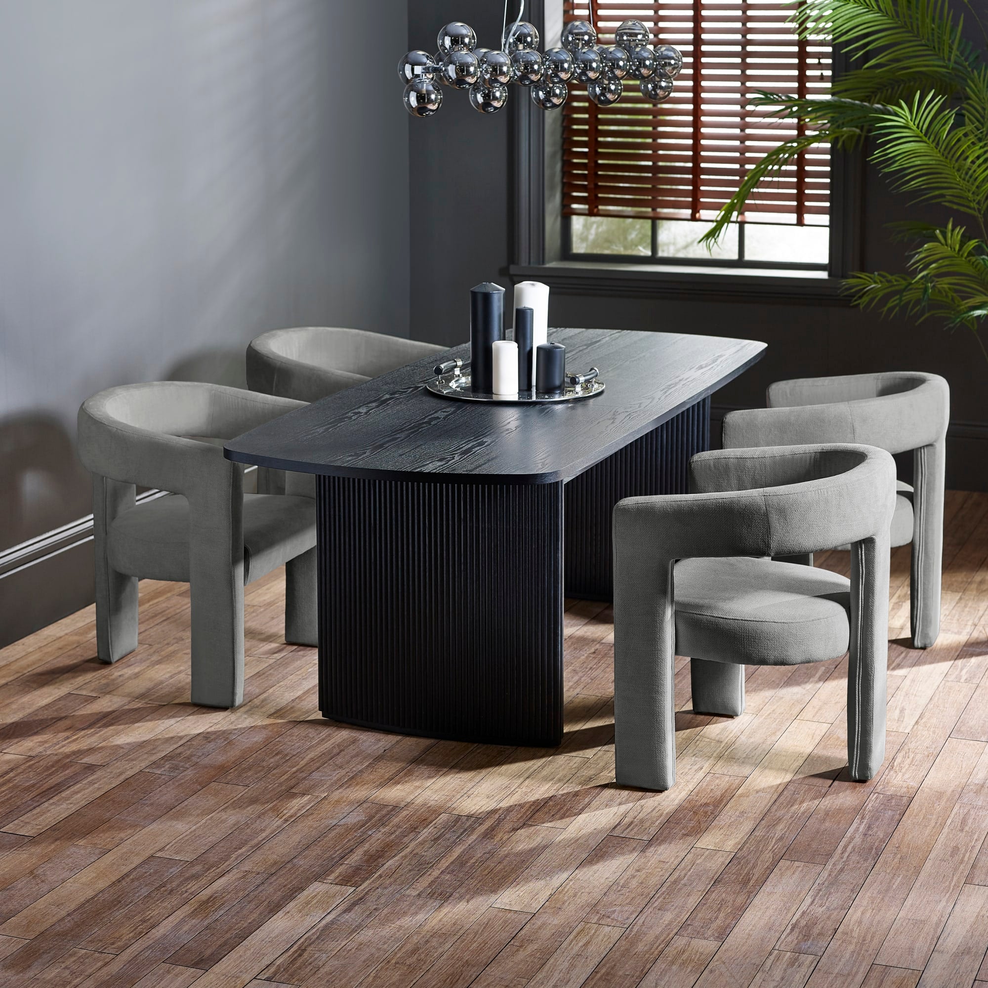 Louis Fluted Extending Dining Table - Black