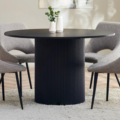 Louis Fluted Round Dining Table - Black