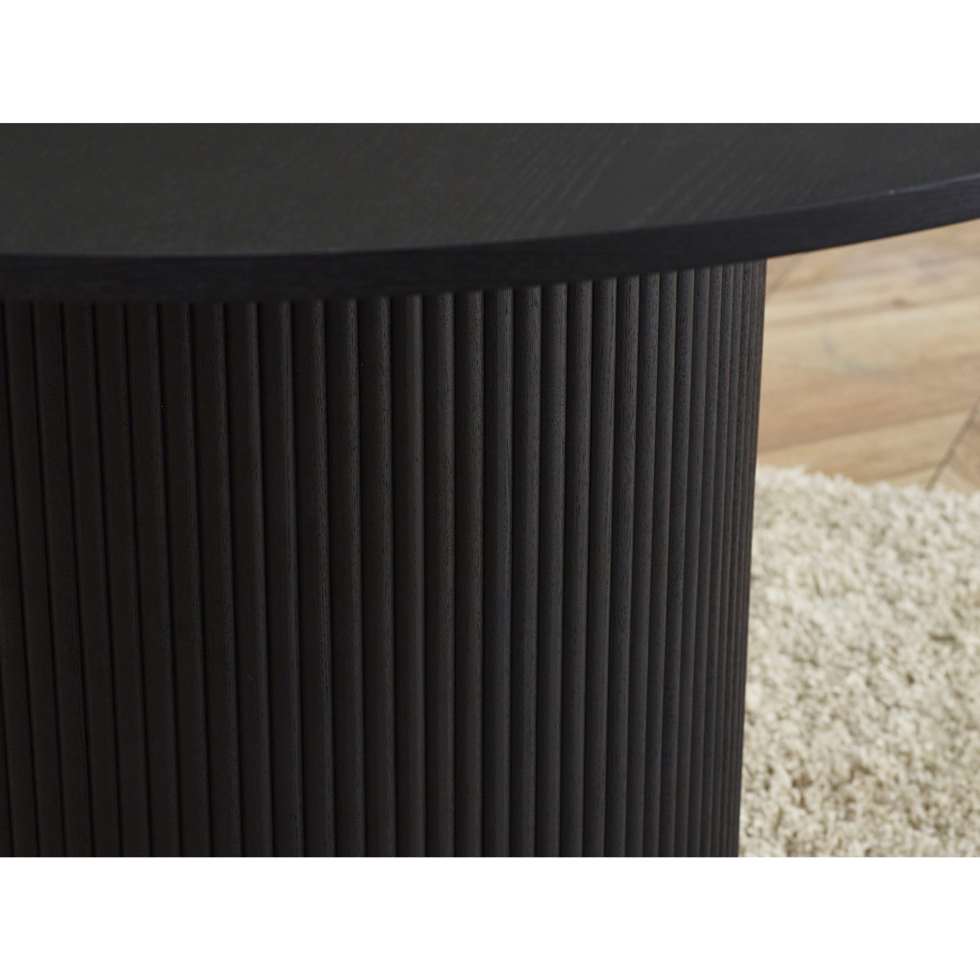 Louis Fluted Round Dining Table - Black