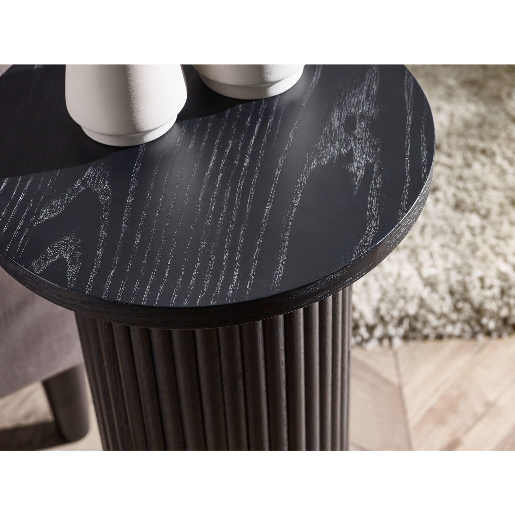 Louis Fluted Drinks Table - Black
