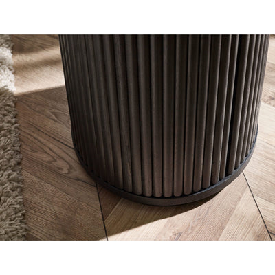 Louis Fluted Side Table With Door - Black