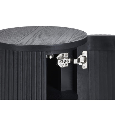 Louis Fluted Side Table With Door - Black