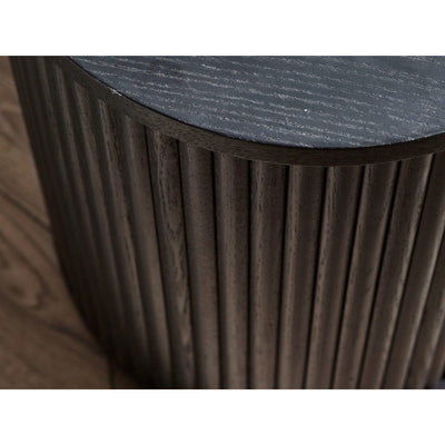 Louis Fluted Side Table With Door - Black