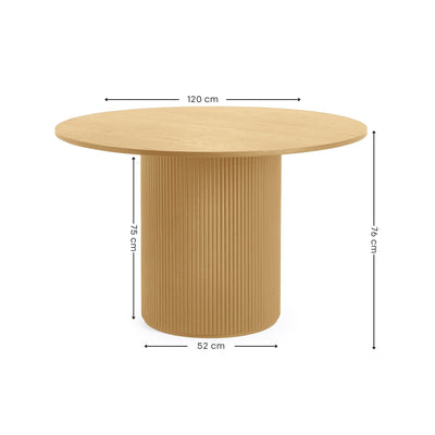 Louis Light Oak Fluted 120cm Round Dining Table
