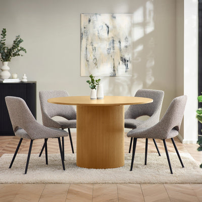 Louis Light Oak Fluted 120cm Round Dining Table