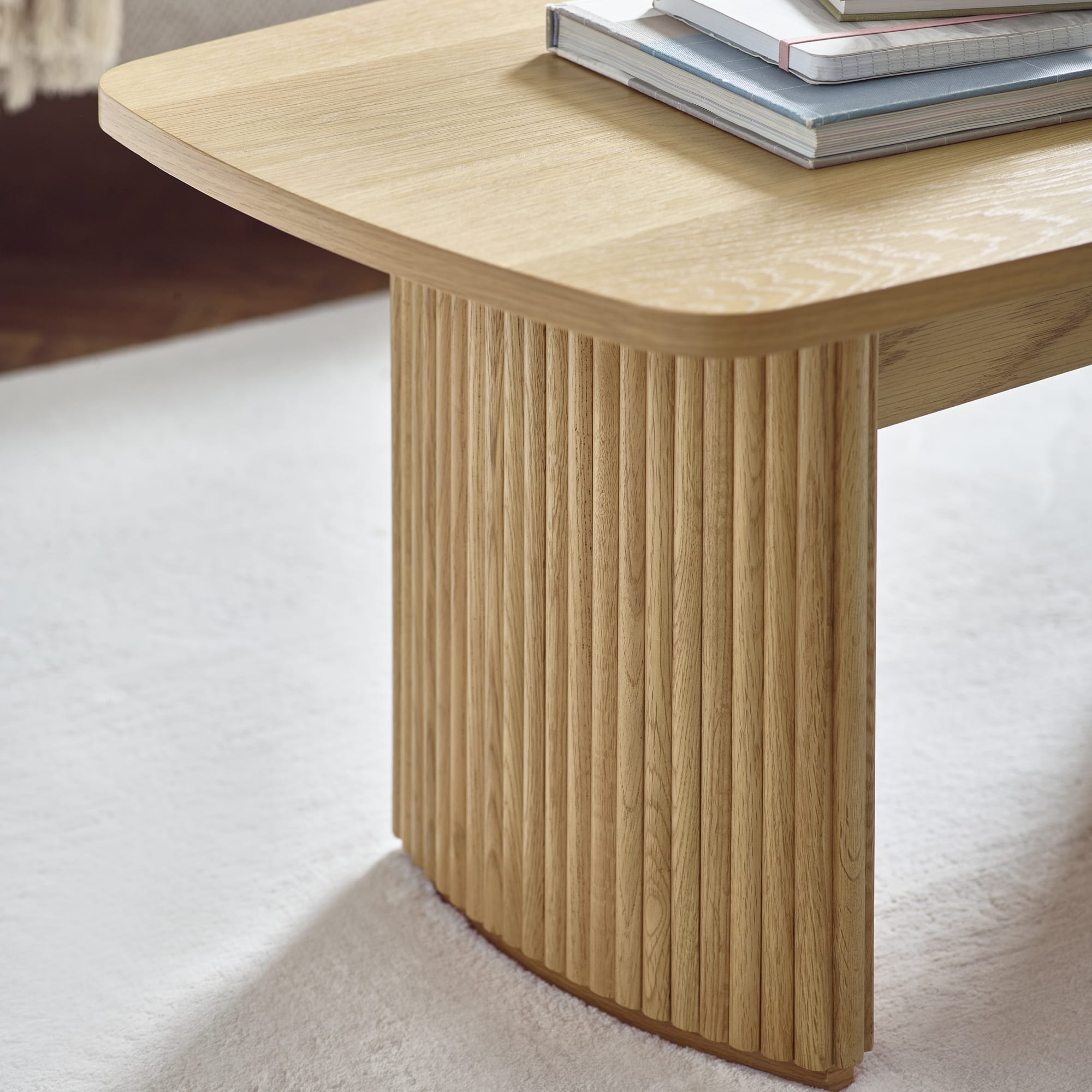 Louis Light Oak Effect Fluted 90cm Compact Coffee Table