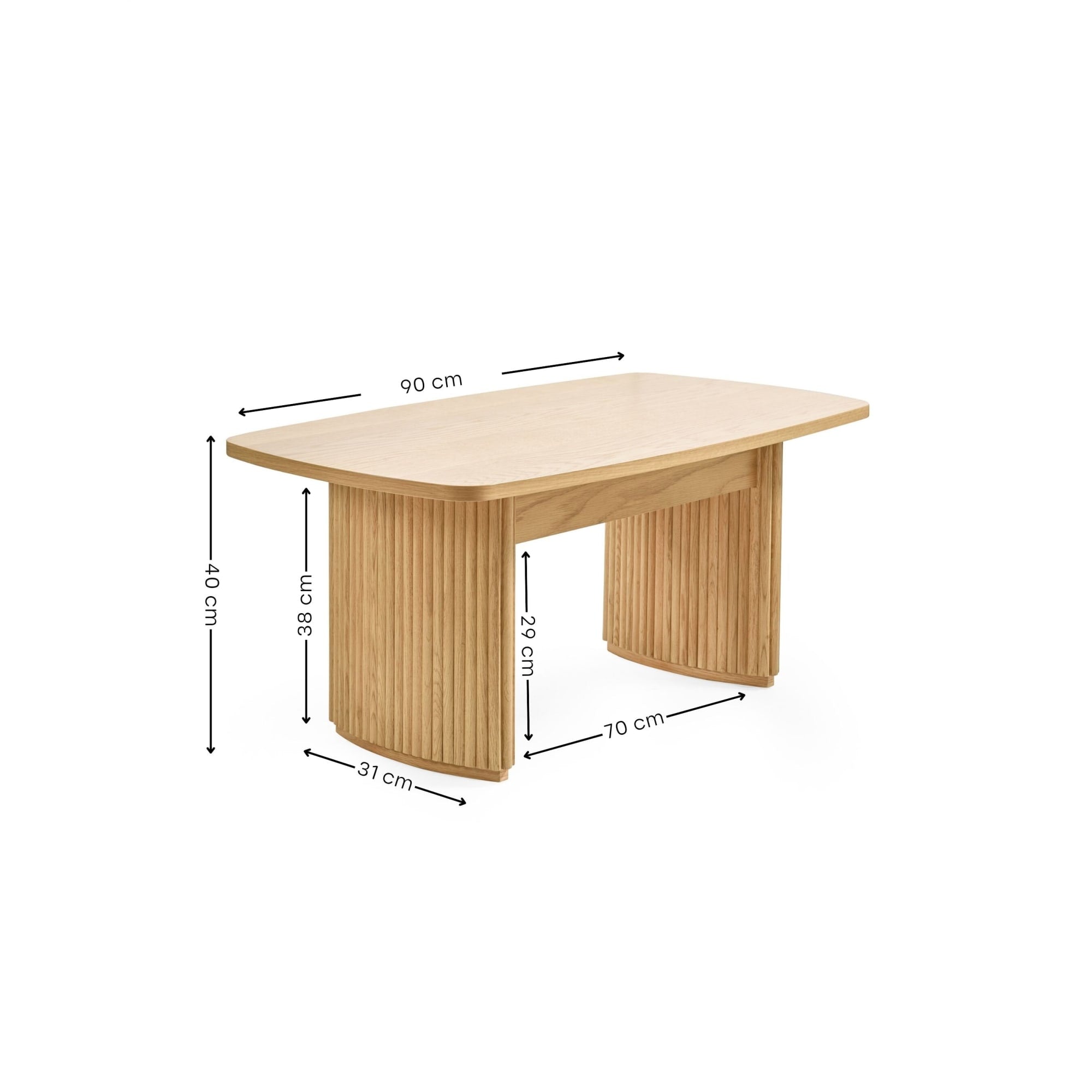 Louis Light Oak Effect Fluted 90cm Compact Coffee Table