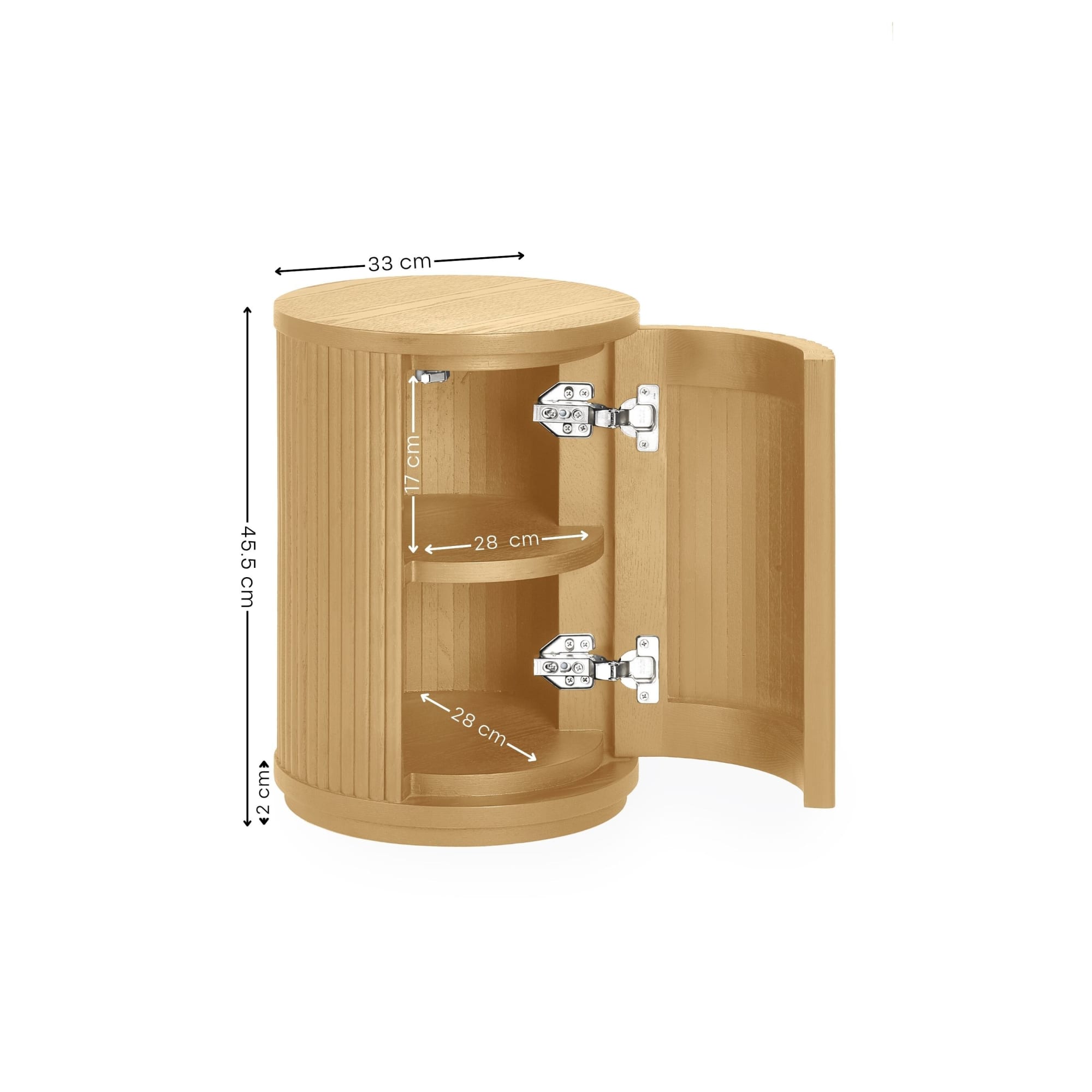 Louis Light Oak Effect Fluted Side Table with Storage