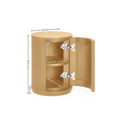 Louis Light Oak Effect Fluted Side Table with Storage