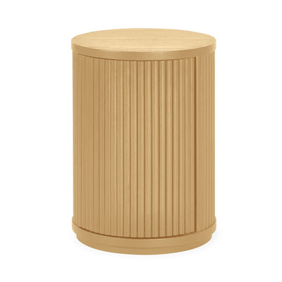 Louis Light Oak Effect Fluted Side Table with Storage