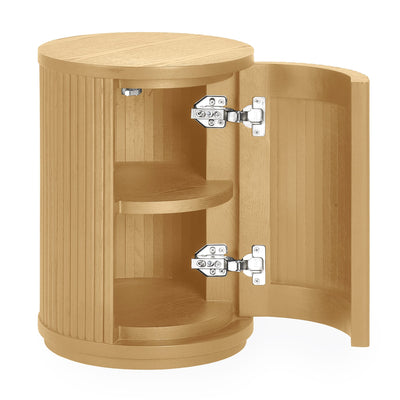 Louis Light Oak Effect Fluted Side Table with Storage
