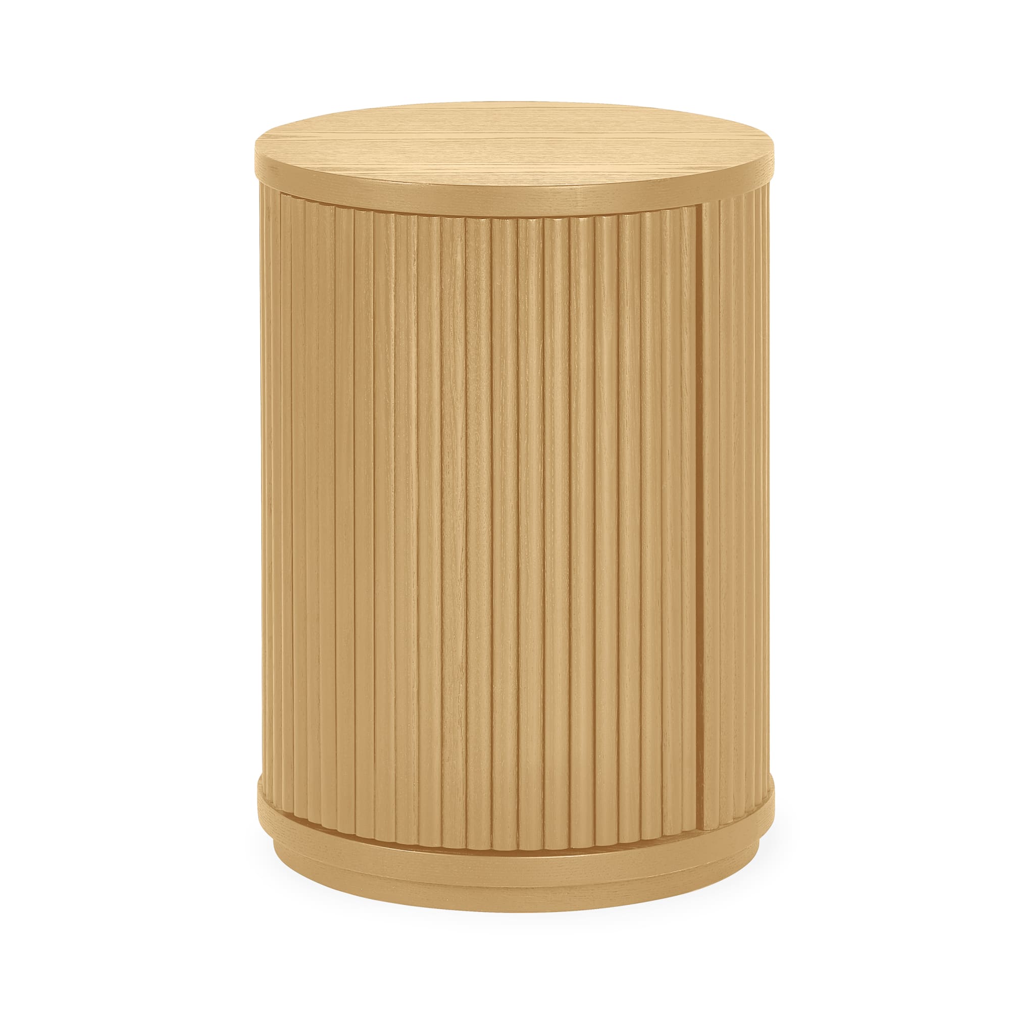 Louis Light Oak Effect Fluted Side Table with Storage