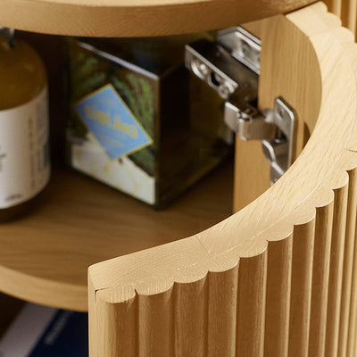 Louis Light Oak Effect Fluted Side Table with Storage