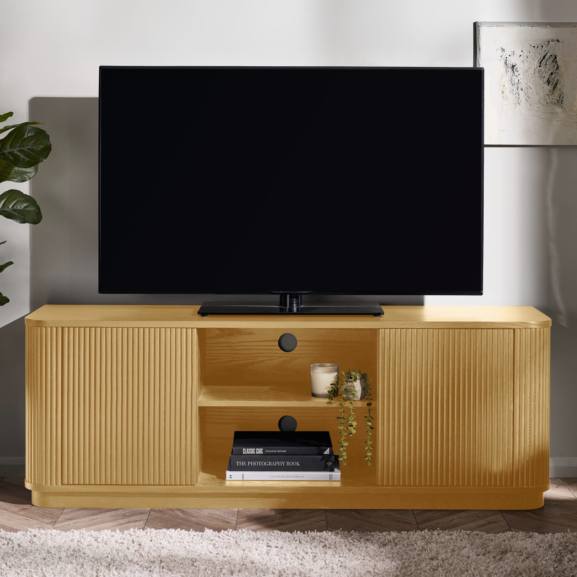 Louis Light Oak Effect Fluted TV Unit