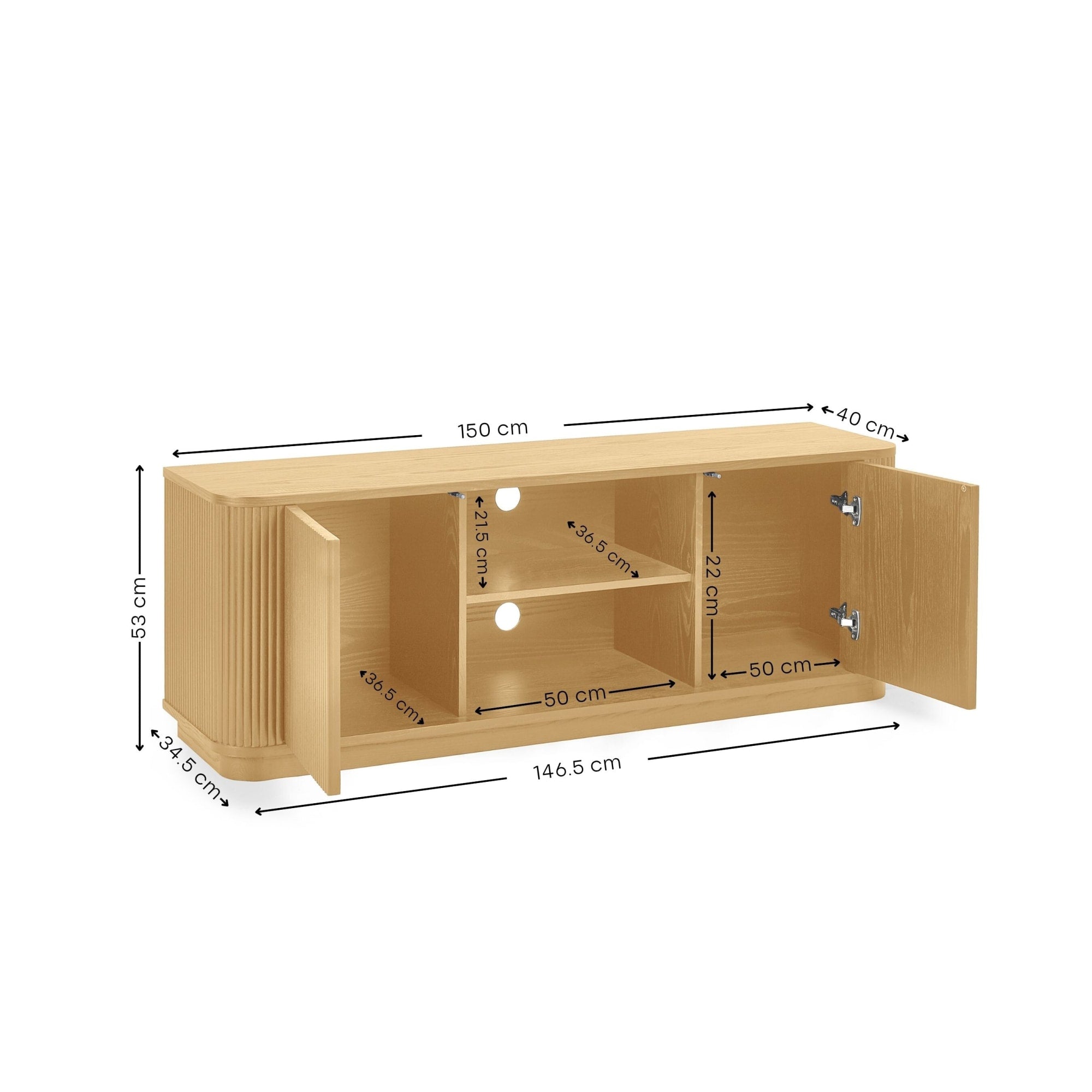 Louis Light Oak Effect Fluted TV Unit