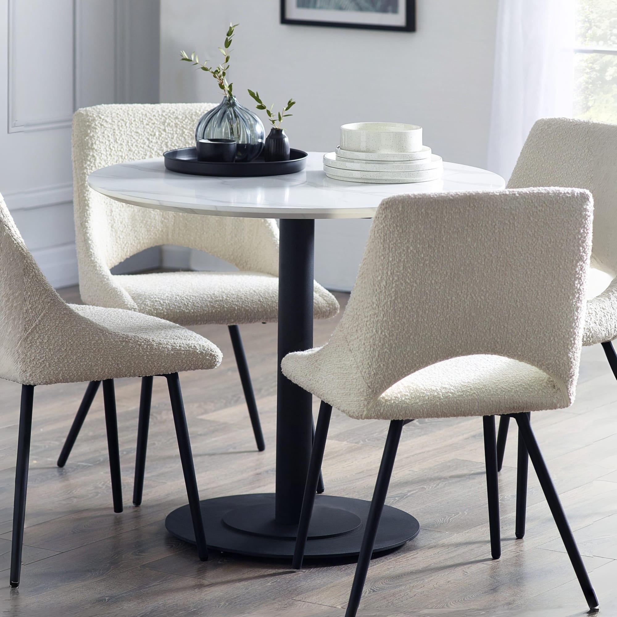 Luca 80cm Round Dining Table White