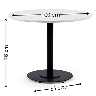 Luca 100cm Round Dining Table White