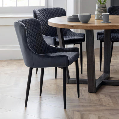 Set Of 2 Luxe Velvet Dining Chairs - Grey
