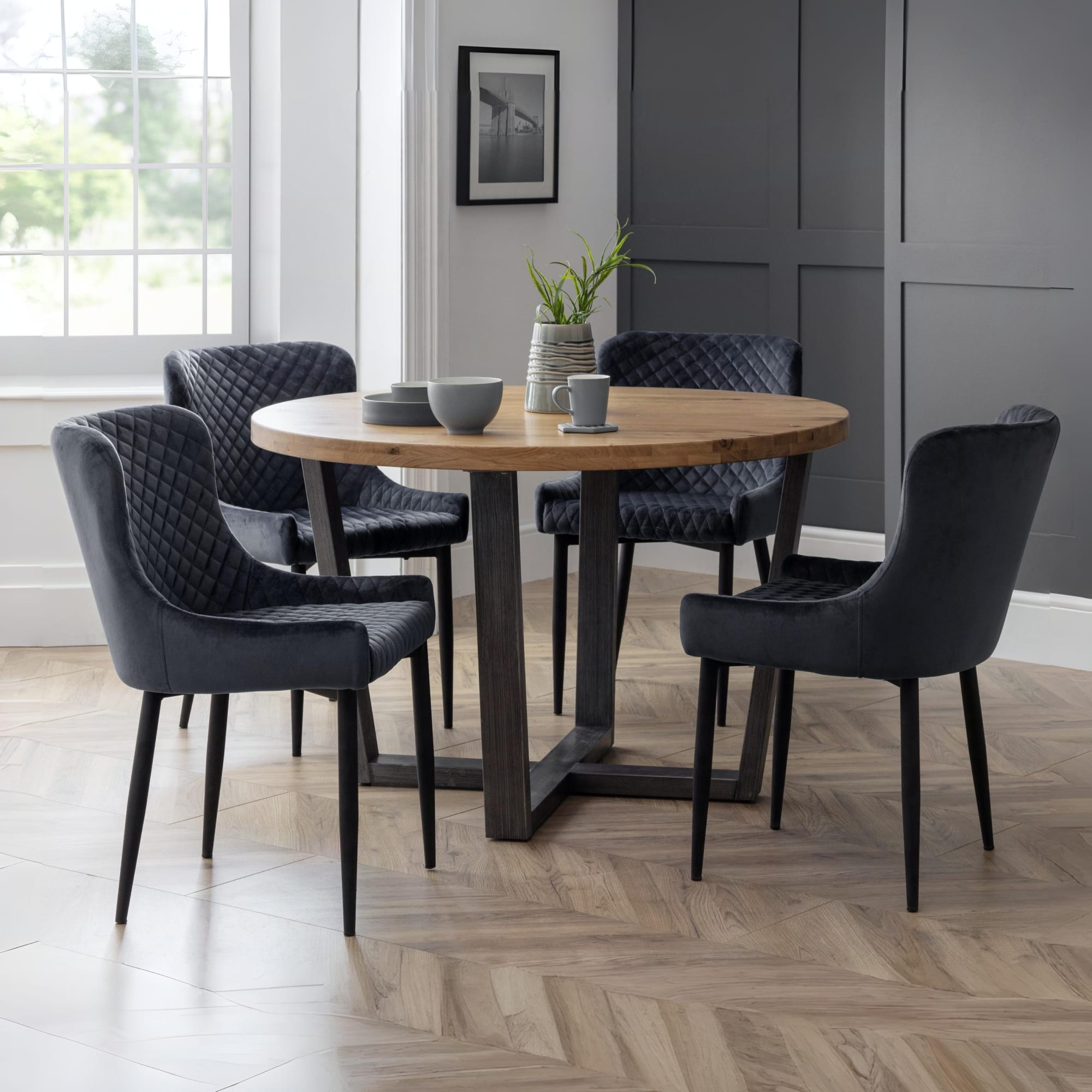 Set Of 2 Luxe Velvet Dining Chairs - Grey