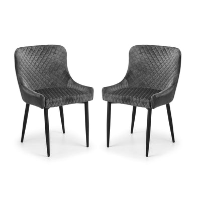 Set Of 2 Luxe Velvet Dining Chairs - Grey