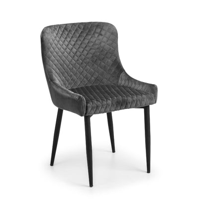Set Of 2 Luxe Velvet Dining Chairs - Grey