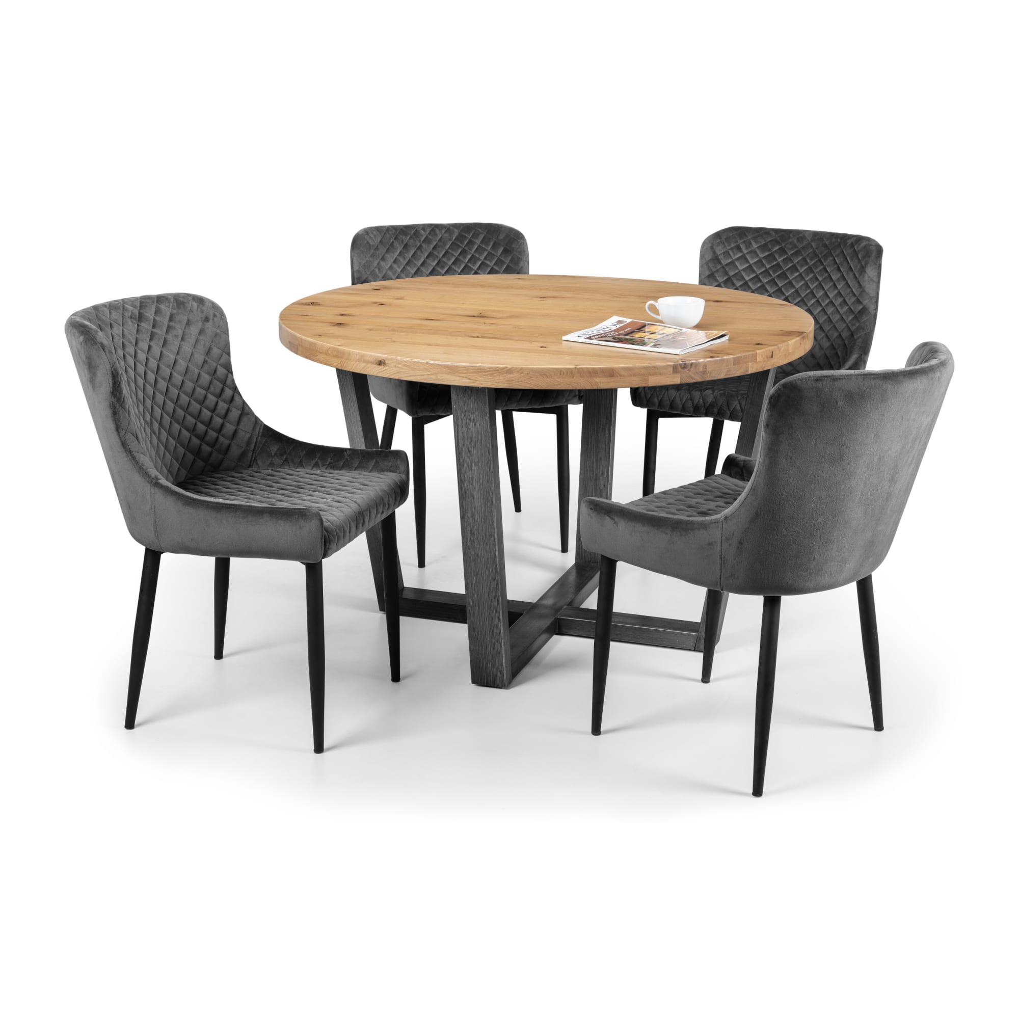 Set Of 2 Luxe Velvet Dining Chairs - Grey