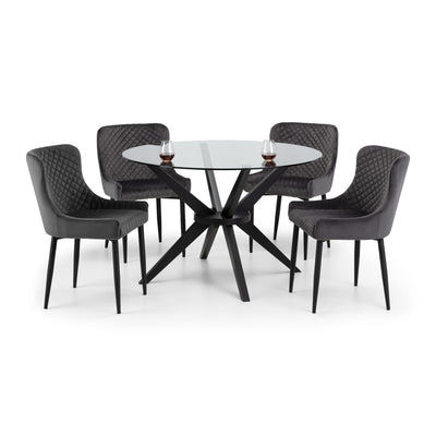 Set Of 2 Luxe Velvet Dining Chairs - Grey