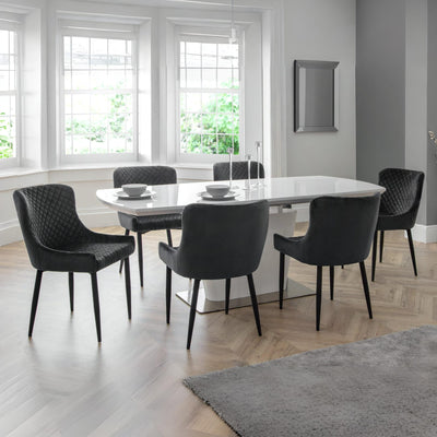 Set Of 2 Luxe Velvet Dining Chairs - Grey