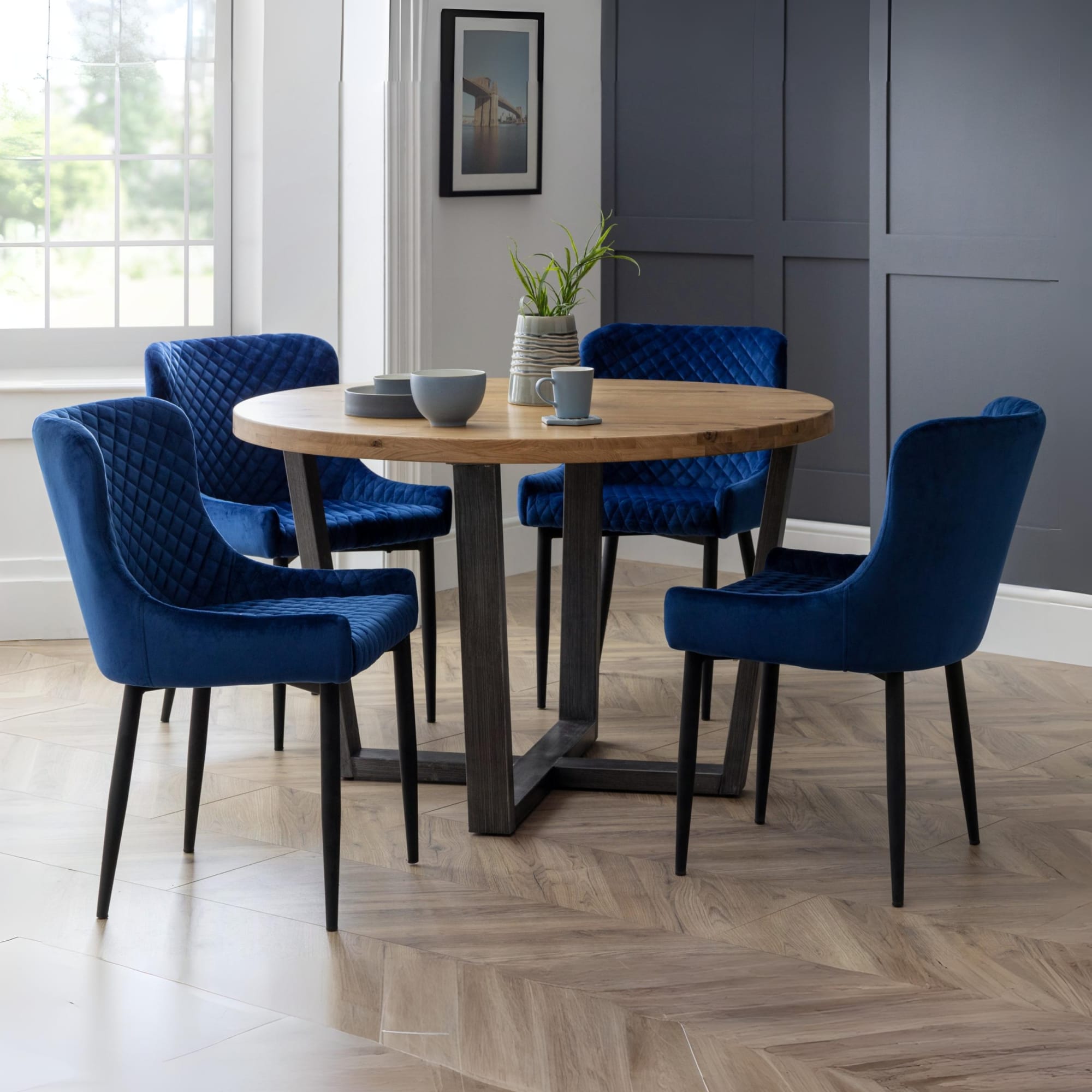 Set Of 2 Luxe Velvet Dining Chairs - Blue