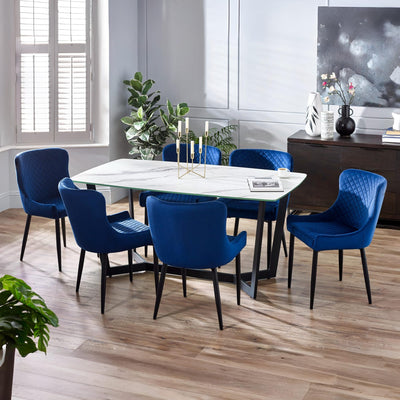 Set Of 2 Luxe Velvet Dining Chairs - Blue